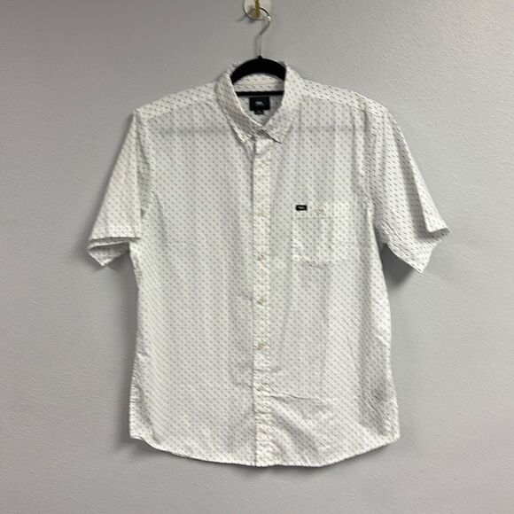 Obey Men's White Collared Single Chest Pocket Buttons Down Shirt‎ Size XL - Picture 1 of 7